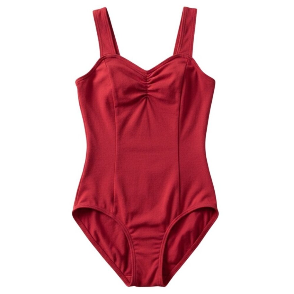 Capezio Childs I 6X-7 Tank Leotard Red Garnet Scoop Neck Dance Lined Cotton Blen